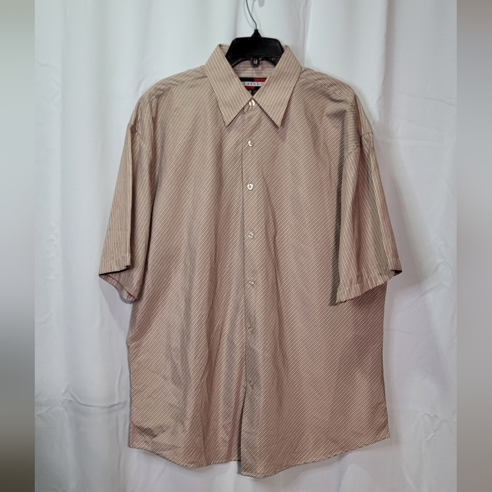 Dimension Men's NWOT Red Striped Short Sleeve Button Down Dress Shirt Size Large